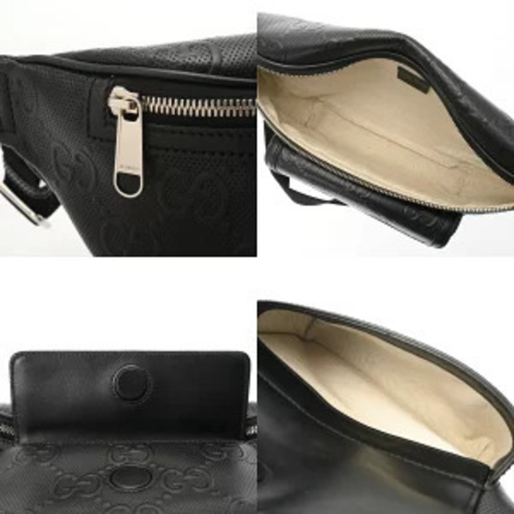 Gucci GG Embossed Belt Bag Black Leather Body - Picture 8 of 9
